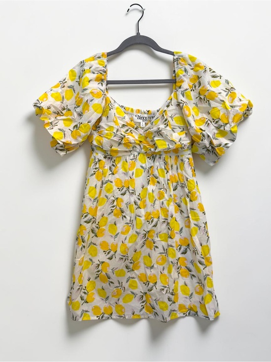 Trixxi Los Angeles Dresses & Skirts - Trixxi Los Angeles Lemon Print Puff Sleeve Babydoll Mini Dress Size Large